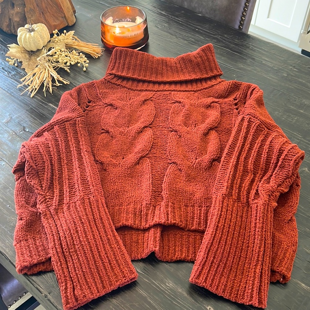 Fall burnt orange cowl neck sweater